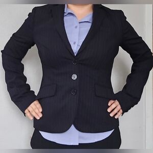 Women's Anne Klein Black Pinstripe Blazer Size 4